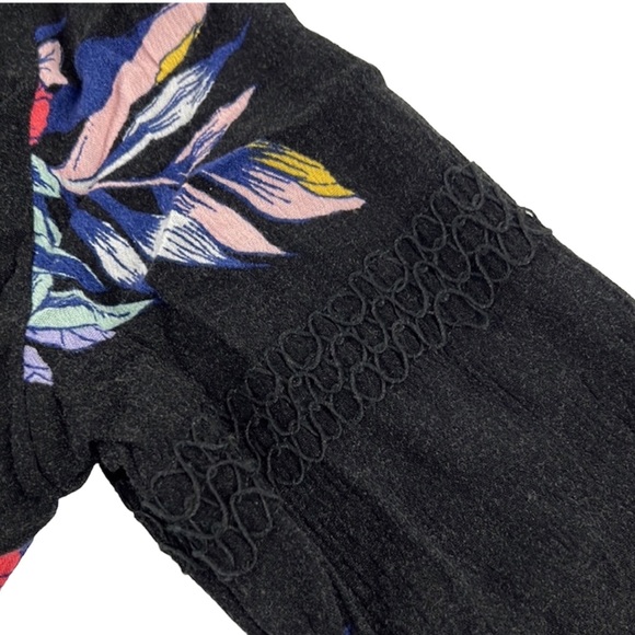 Free People Black Floral Print Long Sleeve Tunic Sz:M - Picture 6 of 8